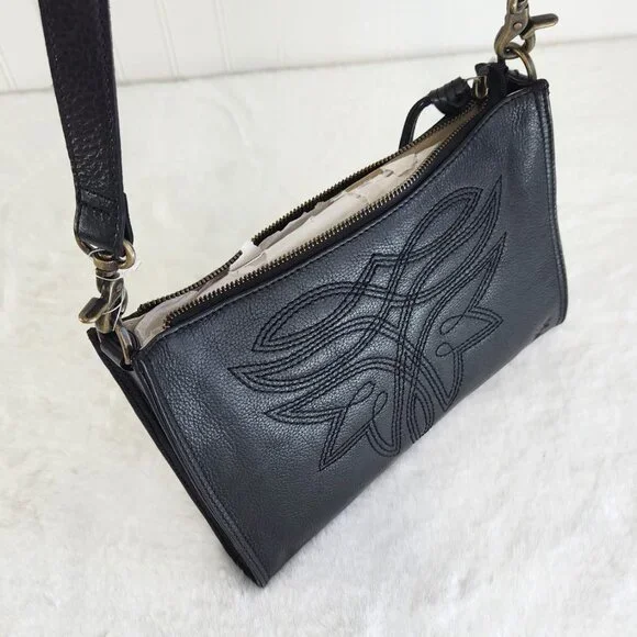 NWT Frye Women's Charlene Leather Crossbody, Black - Picture 8 of 12